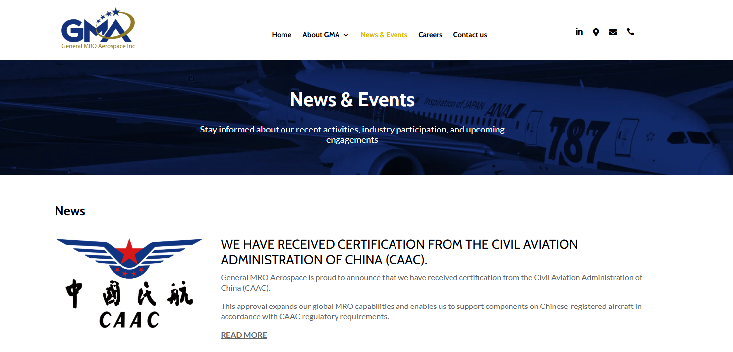 美国航空维修商GMA获中国民航局认证，正式入局中国市场